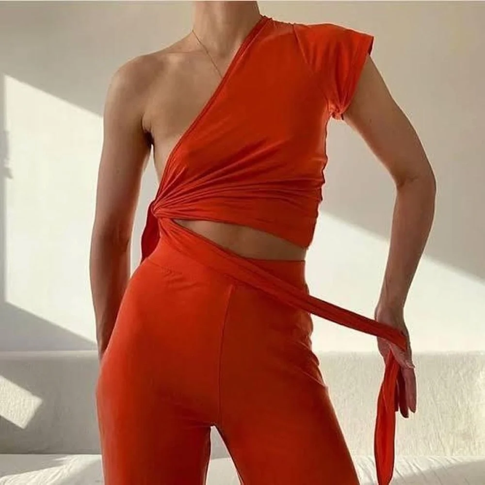 Paloma wool Carole one shoulder wrap top with matching pants - Picture 1 of 2